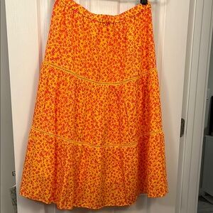 J Crew Floral Orange Maxi Skirt